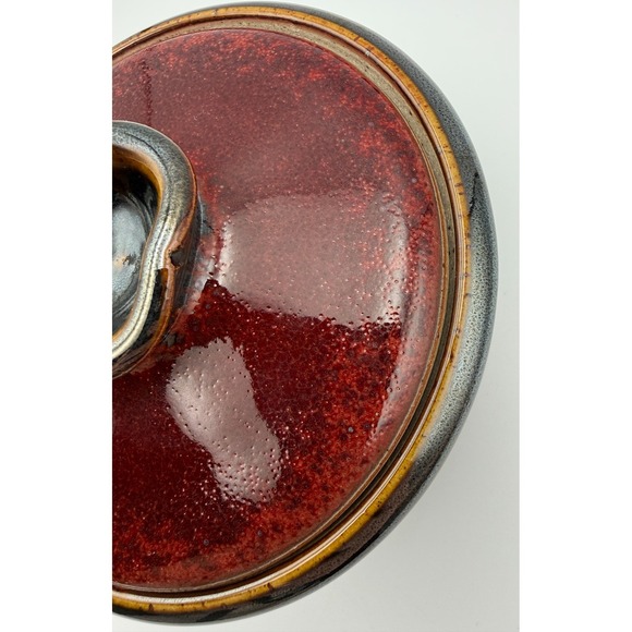 Studio Art Pottery Stoneware Hand Thrown Lidded Pot-5.5in x 4 in-VTG-Rustic - Picture 6 of 16